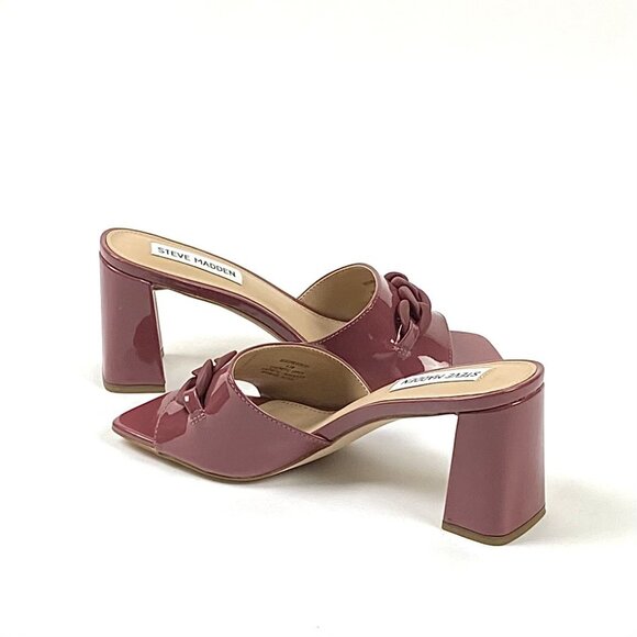 Steve Madden Rego Mauve Patent Block Heel Square Toe Slide Sandal 6.5 - Picture 2 of 8